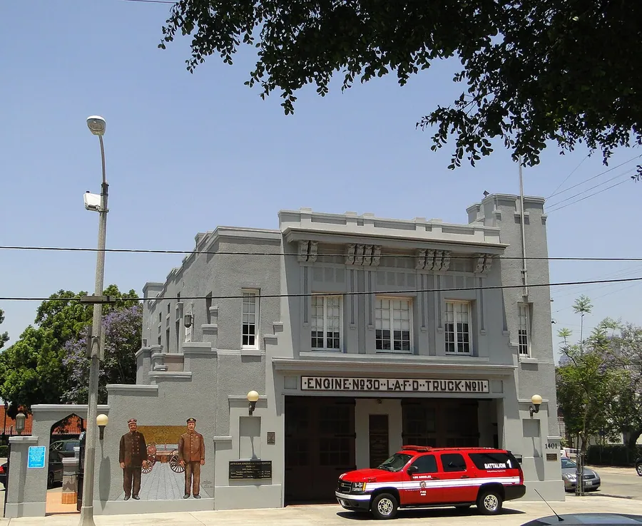 Fire Station No. 30, Engine Company No. 30 — at 1401 South Central Avenue in South Los Angeles , California…