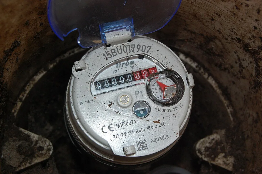 A newly-fitted water meter at a domestic residence in Birmingham, England, served by Severn Trent Water plc…