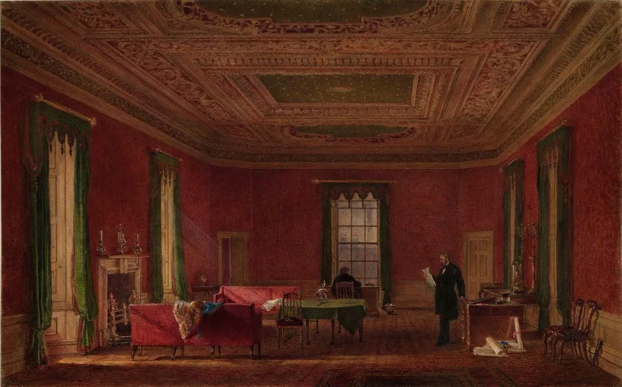The West Drawing-Room of the Palace of Holyroodhouse, c.1865 painted by George Greig (c.1820-67). This room…